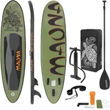 ECD Germany Aufblasbares Stand Up Paddle Board Maona | 308 x 78 x 10 cm | Olive | PVC | bis 120kg | Pumpe Tragetasche Zubehör | SUP Board Paddling Board Paddelboard Surfboard | Verschiedene Modelle