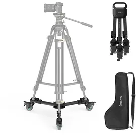 SmallRig Quick-Lock Fotografie Heavy Duty Tripod Dolly für Schwere Beanspruchung, Robust mit 3" Gummirädern, Verstellbaren Beinen, Griff und Tragetasche, Stativräder zum Filmen & Fotografieren – 5020B