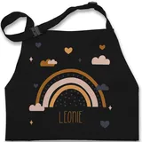 Kinderschürze Schürze Kinder Jungen Mädchen - Boho Regenbogen Rainbow - 7-14 Jahre - Schwarz - personalisierte geschenke backschürze junge name kinderkochschürzen schöne und 10 bis 14 kind - 7-13 Jahre