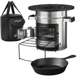 Raketenofen BBQ Holzofen Ofen Campingkocher Grill Kocher Edelstahl