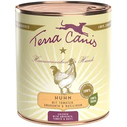 Terra Canis Classic 800g Dose Hundenassfutter 6 x 800 Gramm Huhn mit Amaranth, Tomate & Basilikum