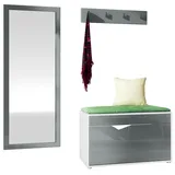 Vladon Hanko Schuhbank 160x190x33 cm Grau/Weiß