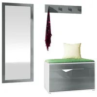 Vladon Hanko Schuhbank 160x190x33 cm Grau/Weiß