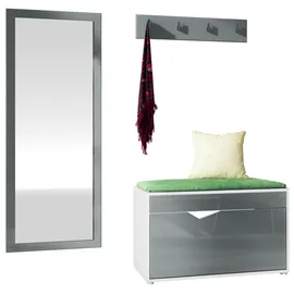 Vladon Hanko Schuhbank 160x190x33 cm Grau/Weiß