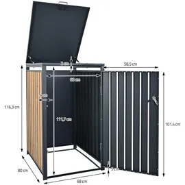 ML-Design Mülltonnenbox 1er 68 x 80 x 116,3 cm anthrazit-eichenoptik