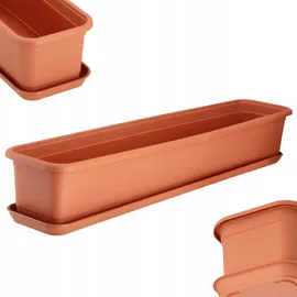 Kadax Blumenkasten 80 cm Terracotta mit Untersetzer