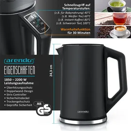 Arendo ELEGANT 1,5 l Schwarz