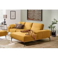 W.SCHILLIG Ecksofa run, Designsofa mit tollem Sitzkomfort, bequem, L-Form, mit Holzsockel, Füße in Schwarz pulverbeschichtet, Breite 279 cm gelb