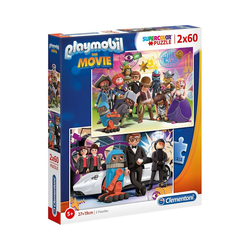 Clementoni® Puzzle Puzzle 2 x 60 Teile Supercolor Playmobil the Movie, Puzzleteile