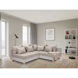 Ecksofa COLLECTION AB "L-Form", beige, B:201cm T:186cm, 100%Polyester, Sofas, Ecksofa,Ottomane rechte Seite montierbar,Komfortablen bonnelfederkern
