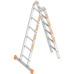 Layher Klappleiter TOPIC 6 Sprossen; Aluminiumleiter 2x6 Sprossen, klappbar, beidsei...
