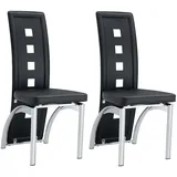 SeedWave Esszimmerstuhl 2er Set Küchenstuhl mit PU-Sitz, Hohe Durchbrochene Rückenlehne, Moderner Polsterstuhl mit Metallbeinen schwarz
