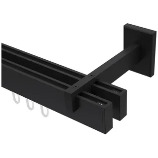 INTERDECO Innenlaufschiene Smartline Paxo, 2-läufig, Fixmaß, kürzbar, Wandmontage, Aluminium, Schwarz, 14x35 schwarz 100 cm