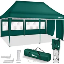 tillvex Faltpavillon 3 x 6 m inkl. 3 Seitenteile Grün