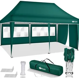tillvex Faltpavillon 3 x 6 m inkl. 3 Seitenteile Grün