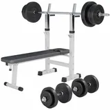 Hantelbank mit Langhantelset weiß sans taille