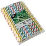 Papstar Pure "Stripes" Shake-Halme, Papier Ø 8 mm 21 cm farbig sortiert 87512 1 Karton · 10 Packungen à 100 Stück