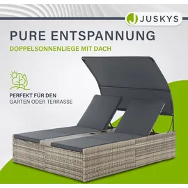 Juskys Syros Polyrattan Doppelliege Grau-meliert