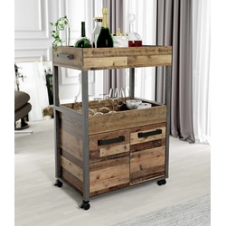 Barwagen Rollwagen HOME BAR 201 Optik: Old Wood Vintage von Forte - Braun