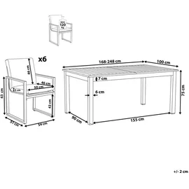 Beliani Gartenmöbel Set Aluminium 6-Sitzer Terrasse Outdoor Modern - grau/weiß