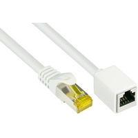 Good Connections RNS - Patchkabel-Verlängerung mit Cat. 7 Rohkabel, mit Rastnasenschutz S/FTP, RJ-45/RJ-45 Buchse, 5m, weiß, 5 m