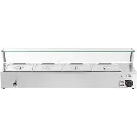 Royal Catering Bain Marie - 4 x GN-1/2- Behälter - Ablasshahn - Glasschutz