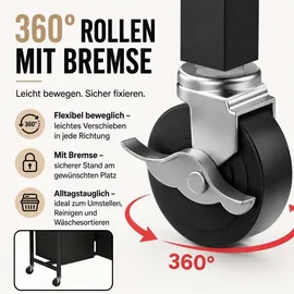DanDiBo Ambiente DanDiBo Wäschekorb mit Rollen und 1 Ablage Wäscheregal Wäschesammler 3 Fächer 96697 Wäschebox Regal Wäschetonne Wäschesortierer Wäschetrenner