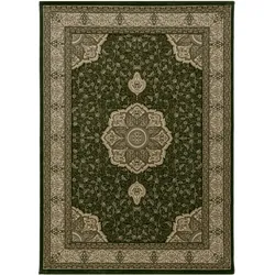 Teppich Kurzflor Boho Vintage Look Polypropylen Gewebt Grün Rechteckig 300x400 | Kadima Design