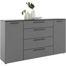 manjana möbel Manjana Kommode 180x40x99,8cm basaltgrau/Schwarz