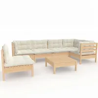 vidaXL Garten-Lounge-Set 7-tlg. beige Kiefernholz