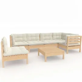 vidaXL Garten-Lounge-Set 7-tlg. beige Kiefernholz