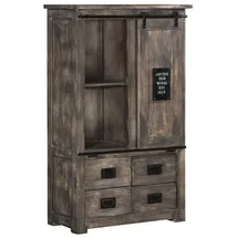 Massivmoebel24 Schrank Mango 90x45x150 grau lackiert RAILWAY 213