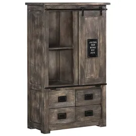 Massivmoebel24 Schrank Mango 90x45x150 grau lackiert RAILWAY 213