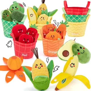 MODFU Kuscheltiere, Plüschspielzeug & Obst-Gemüse Spielzeug-Set, Babyspielzeug, Montessori Lernspielzeug, Früchte und Gemüse für Babys, Förde...