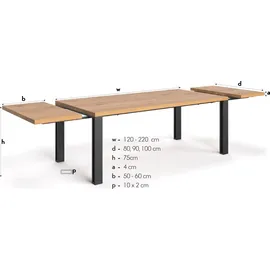 danzz Ausziehtisch 90 x 90 x 90 cm braun