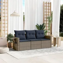 vidaXL Gartensofa-Set 3-tlg. grau