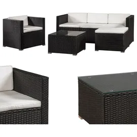 Juskys Punta Cana L Polyrattan Lounge schwarz/creme