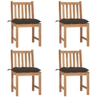 HOMMIE© Outdoor-Stuhl ,4er Set Gartenstühle mit Kissen Massivholz Teak Relaxsessel Armlehnstuhl & schlichten Design