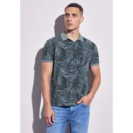 STREET ONE MEN, Herren, Gr. L (42), blau (dusty blau), Web, 100% Baumwolle, bedruckt, normal normal, V-Ausschnitt, Bündchen, Shirts T-Shirt, aus reiner Baumwolle