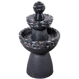 Teamson Home Gartenbrunnen 3-stufiger Sockelbrunnen grau mit LED