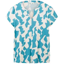 Tom Tailor Damen Kurzarm Bluse FLUENT Regular Fit Blau Small Abstract Design 32149 40