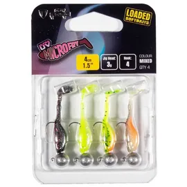 Fox Rage Mini Fry Mixed Pack UV 4cm 3g - 4 montierte Gummifische, Gummiköder zum Spinnfischen, Softbaits