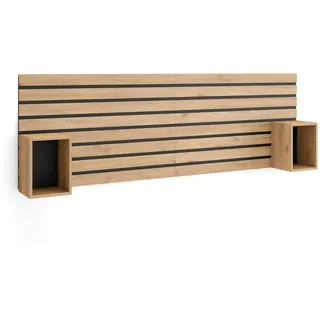 SKRAUT HOME Kopfteil, und Nachttische, Bettrücken, Ablage, 214x70x3 cm, Bett 135,140,150,160 cm, Paneele, Moderner Stil, Eiche - 473_1