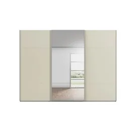 meinSchrank Schwebetürenschrank Regina 301 x 223 x 68 cm Weiß/Beige/Grau/Schwarz