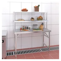 vidaXL Küchen-Arbeitstisch mit Aufsatzboard 120x60x145 cm Edelstahl 120 x 60 x 145 cm
