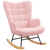 PXloue Schaukelstuhl Schaukelsessel mit Metallgestell für Wohnzimmer & Schlafzimmer Rosa