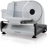 Heinrich ́s Metall-Allesschneider, elektrische Brotschneidemaschine, Wurstschneidemaschine, Edelstahl-Rundmesser(Ø19cm), stufenlose Schnittstärkeneinstellung, integr. Sicherheitssperre,200W