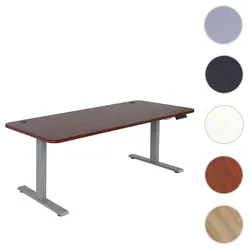 Schreibtisch HWC-D40, Computertisch, elektrisch h√∂henverstellbar 160x80cm 53kg MVG ~ Kirsch-Dekor, grau