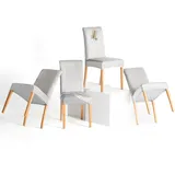 RESTILO Stuhlhussen 4er Set Stretch Stuhlhussen Abnehmbare Waschbare Stuhlbezüge Esszimmerstühle Elastischer Stuhl Überzug für Esszimmer Küche Restaurant Hotel Bankett Hochzeit Party, Sento Grau