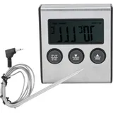 Digitales Fleischthermometer, Lebensmitteltemperaturmesser mit klappbarer Sonde, Timer und Alarm für die Küche